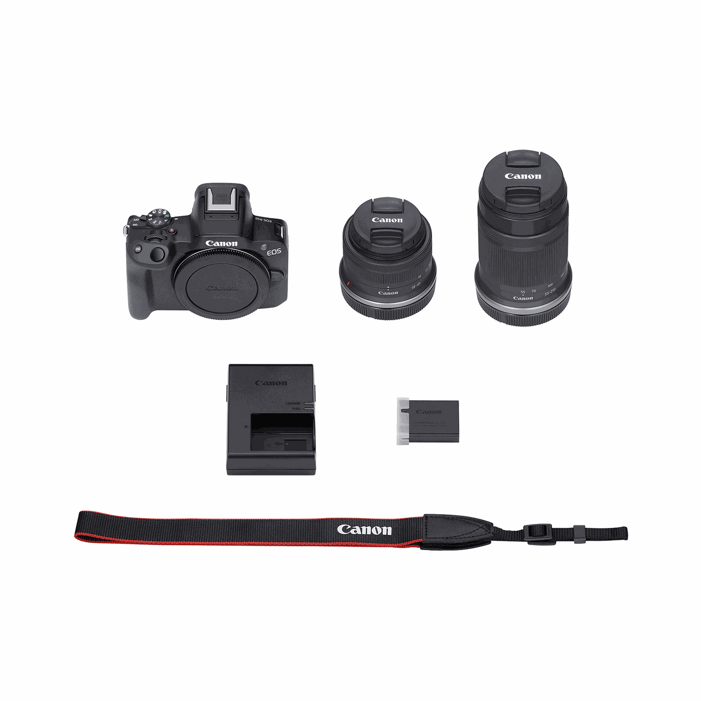 Canon EOS R50 Mirrorless Camera with 18-45mm and 55-210mm Lenses (Black)