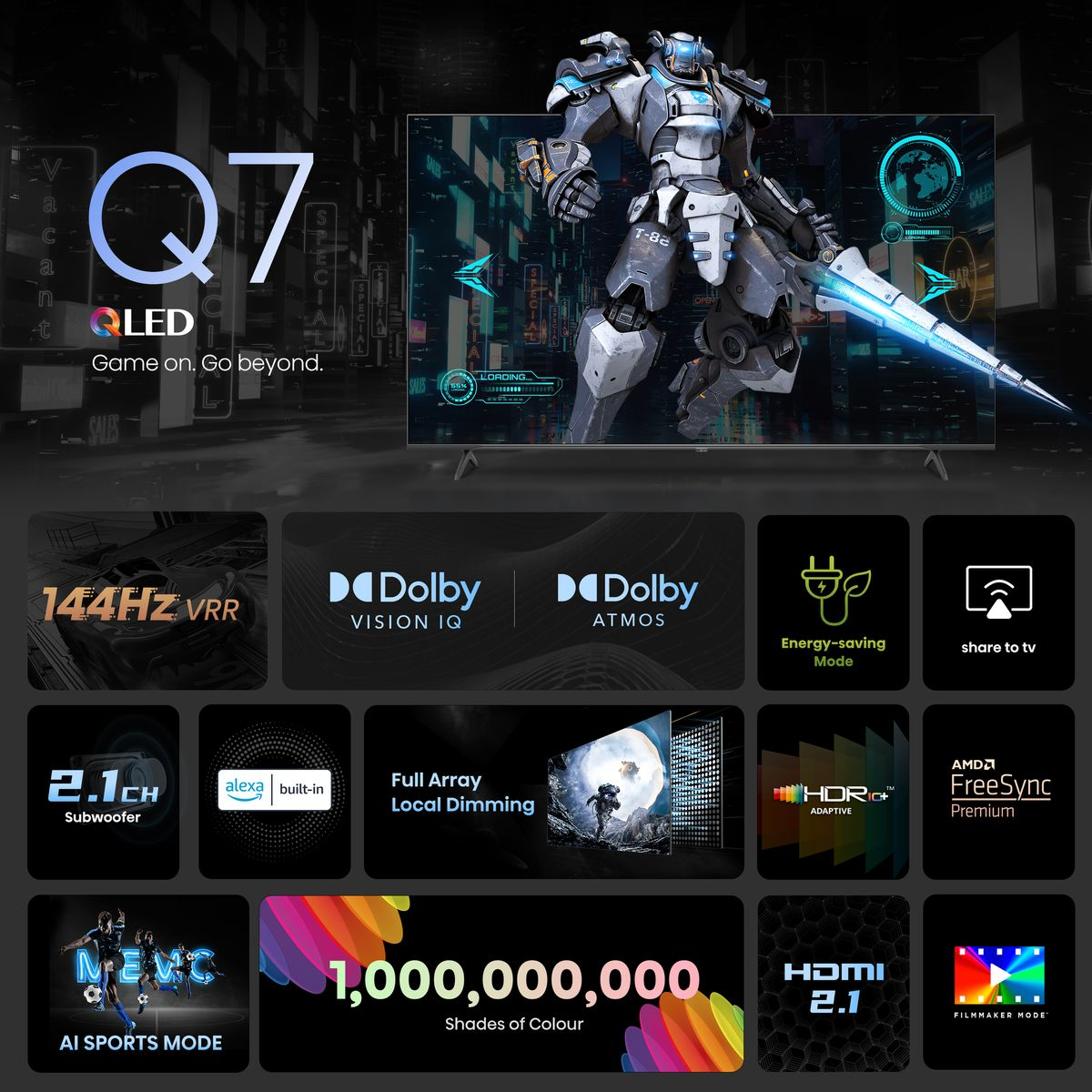 Hisense 75Q7N 75" 4K QLED 144Hz Smart TV Dolby Atmos